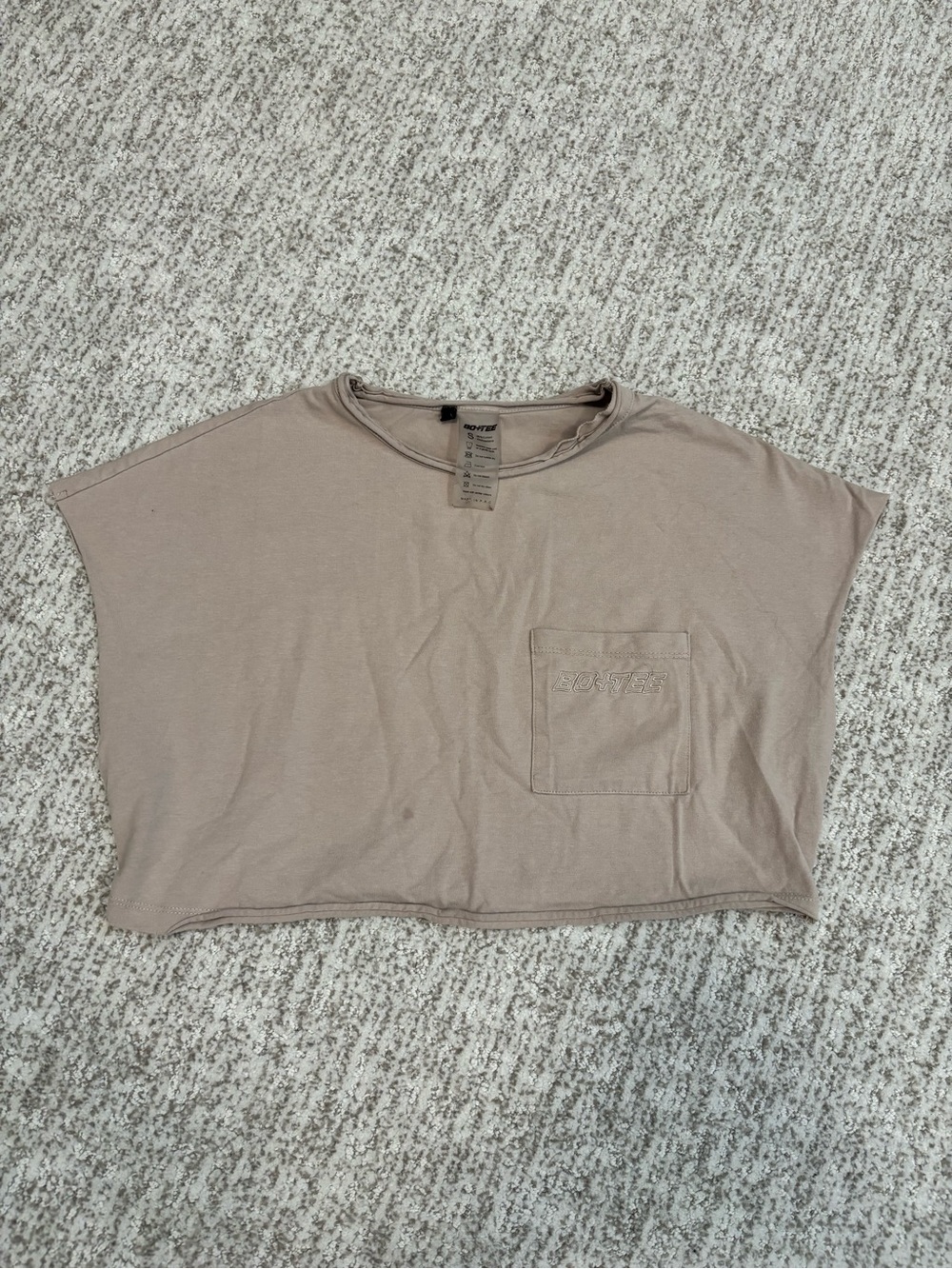 Bo+Tee Taupe Crop Pocket Tee